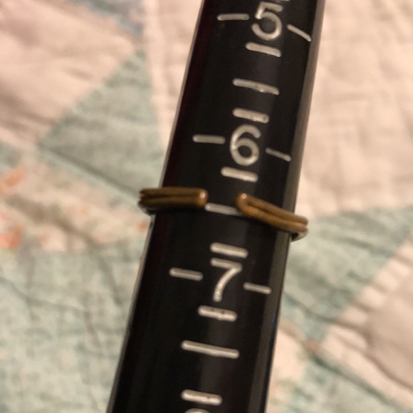 Antique Art Deco Brass Filigree Peking Glass Ring - Picture 5 of 7